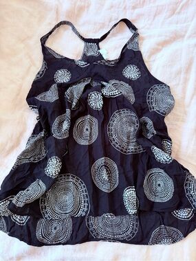 Melrose and Market Black Tank Top with White Circular Print